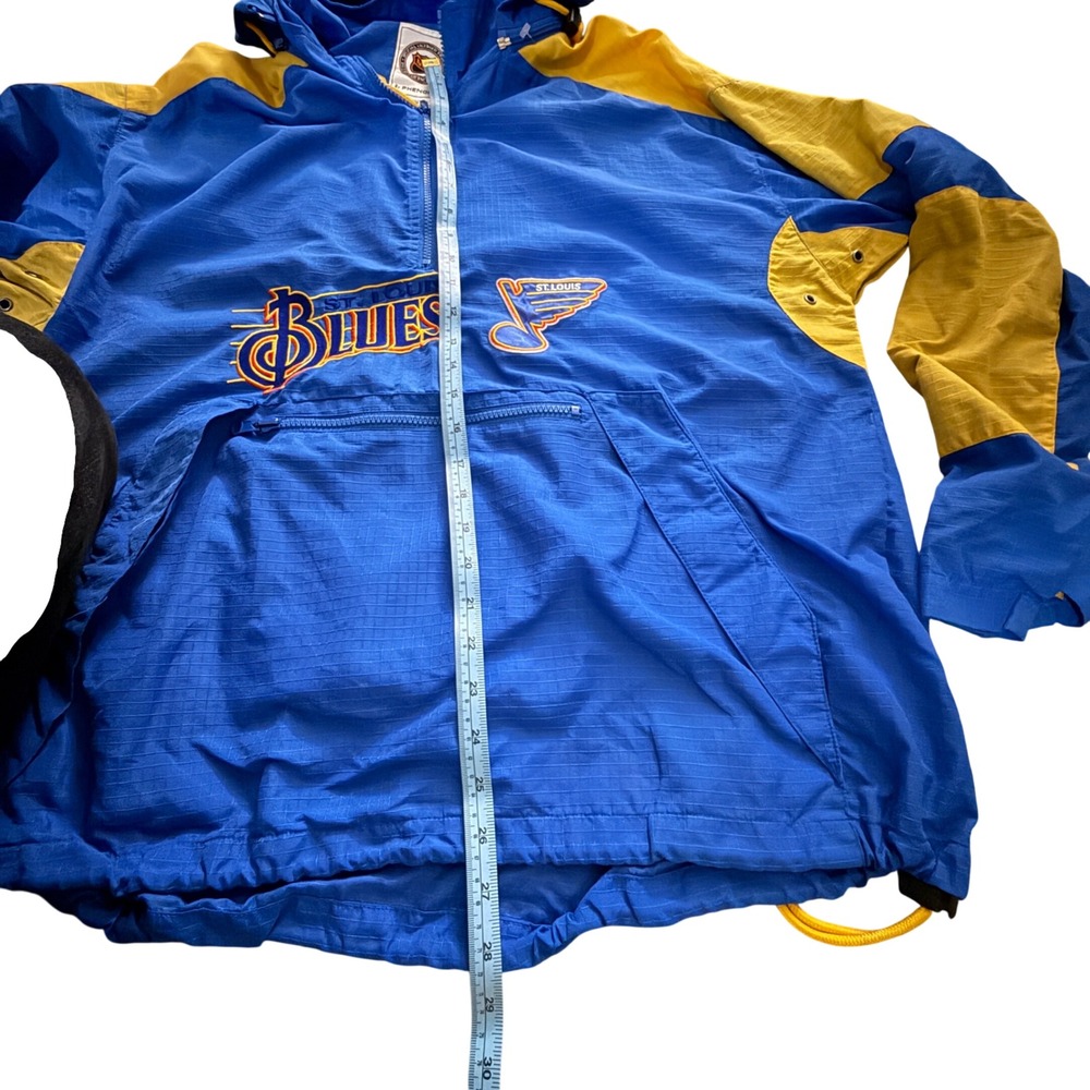 St‎ Louis Blues Gorpcore 80's VTG NHL Windbreaker Phenom Half Zip Hooded  M DD09 - Picture 4 of 7